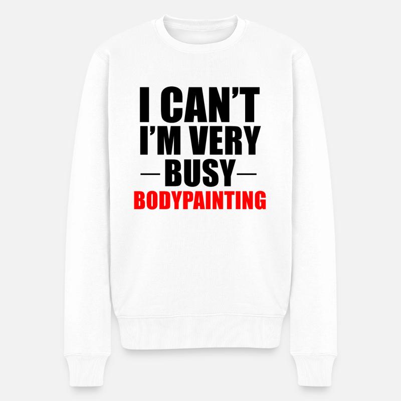 Bodypainting Körperbemalung - Männer Premium Bio Pullover - Weiß
