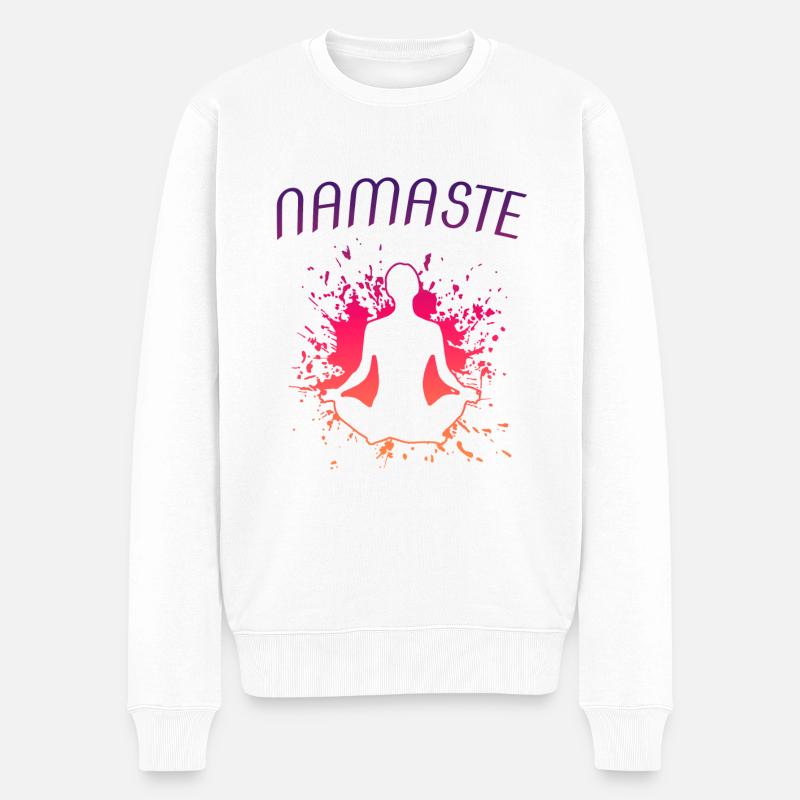 YOGA - Männer Premium Bio Pullover - Weiß