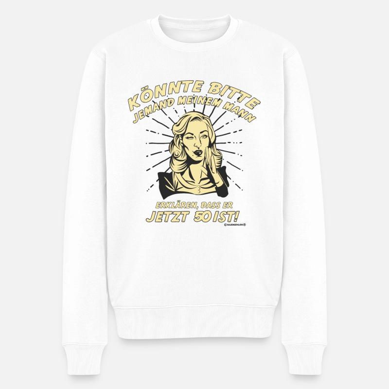 Design 2016 - Mann erklären 50 - RAHMENLOS tshirt - Männer Premium Bio Pullover - Weiß