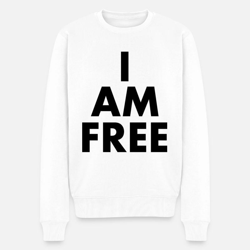 I am free - Männer Premium Bio Pullover - Weiß