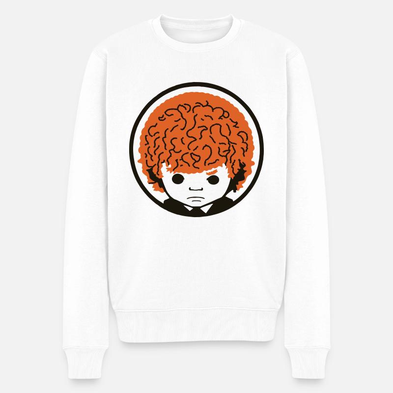 La tête bouclée réfléchie - Pull Premium bio Homme - blanc