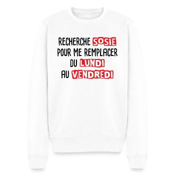 Recherche sosie du lundi au vendredi - Pull Premium bio Homme - blanc - Devant - Thijin (182cm)