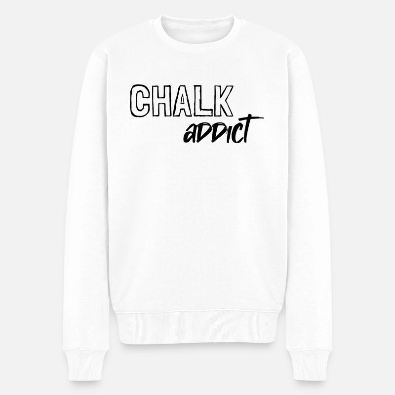 Chalk addict - Chalk lover Bouldern Climbing - Männer Premium Bio Pullover - Weiß