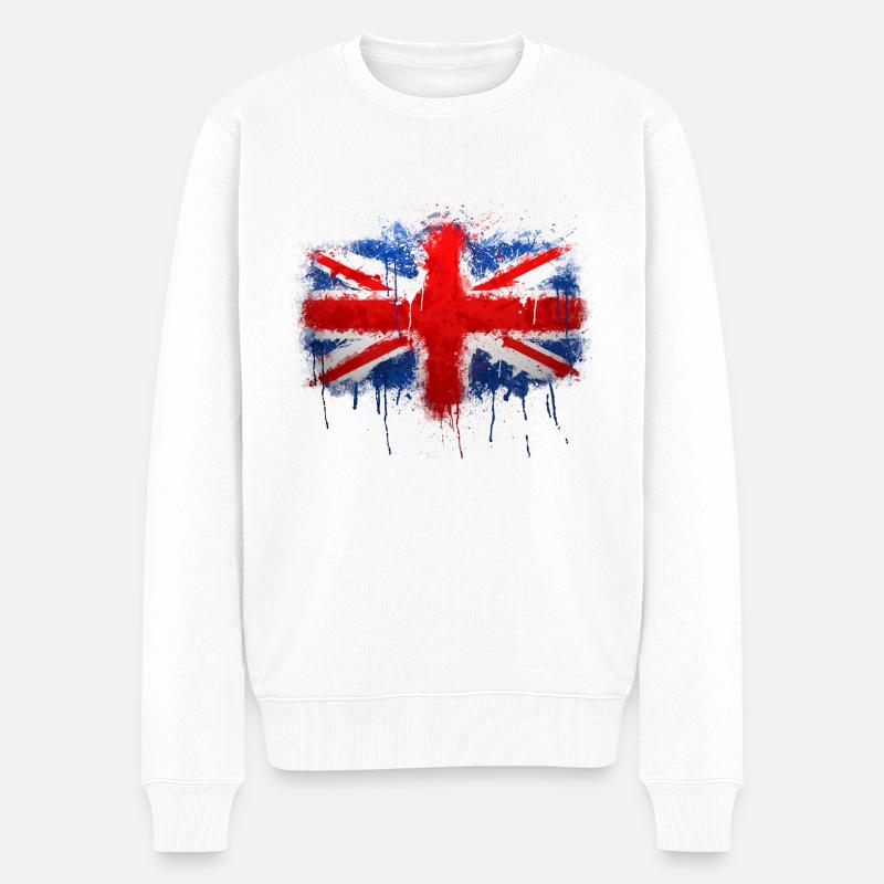Union Jack Graffiti - Pull Premium bio Homme - blanc