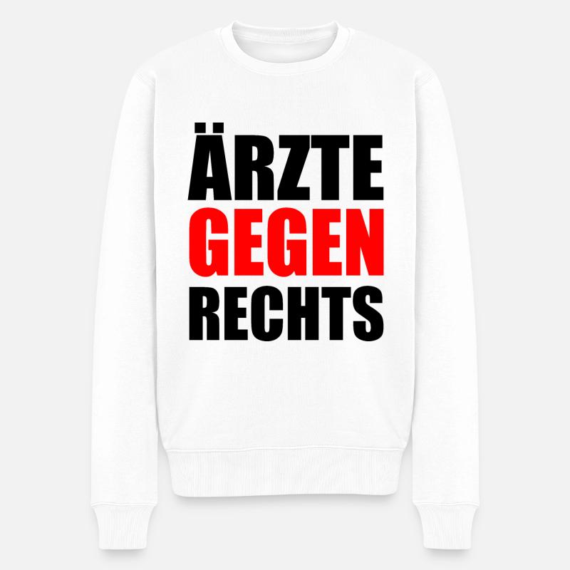 Ärzte gegen rechts - Männer Premium Bio Pullover - Weiß