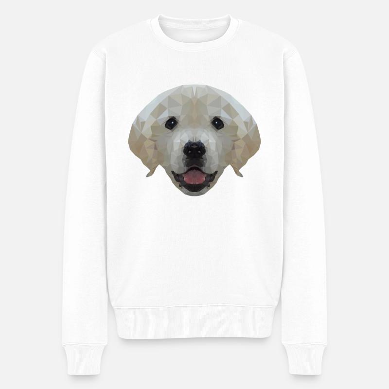 Chien Labrador Polygone - Pull Premium bio Homme - blanc