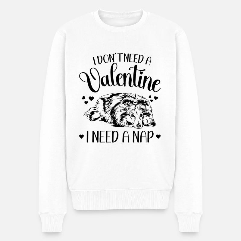 Sheltie Saint-Valentin chiens chien Wilsigns - Pull Premium bio Homme - blanc