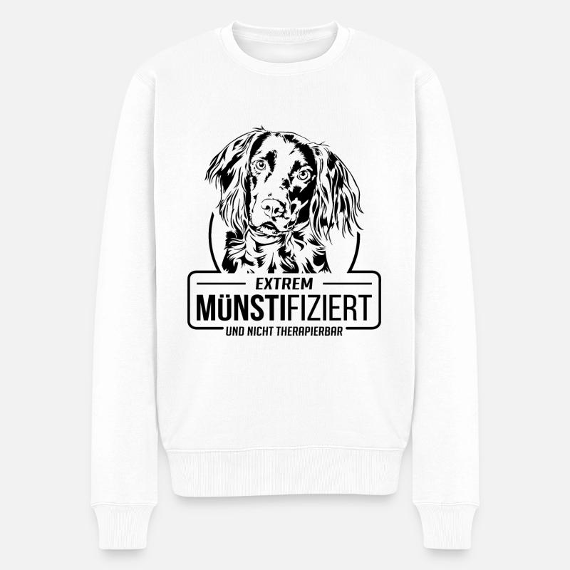 MÜNSTIFIZIERT Kleiner Münsterländer Hunde Wilsigns - Männer Premium Bio Pullover - Weiß