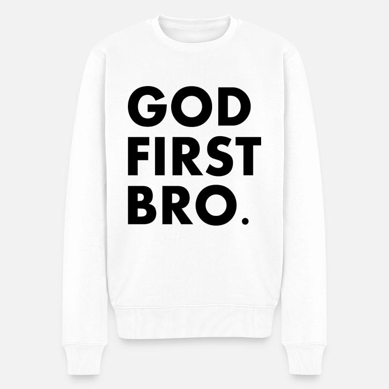 God first bro - Männer Premium Bio Pullover - Weiß