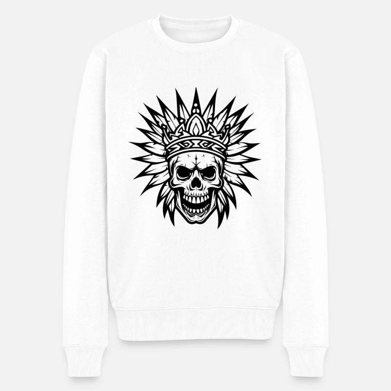 Häuptling Apache TotenIndianer - Männer Premium Bio Pullover - Weiß