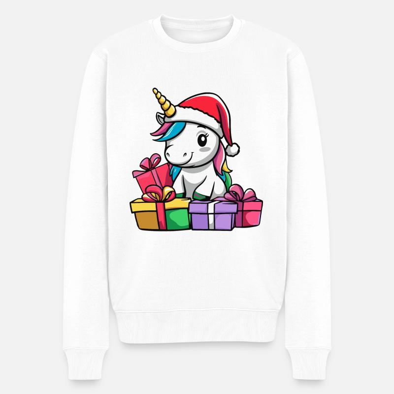 Einhorn Weihnachten Geschenke - Männer Premium Bio Pullover - Weiß
