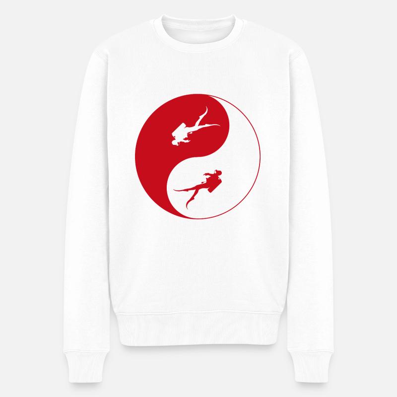 tauchen ying yang - Männer Premium Bio Pullover - Weiß