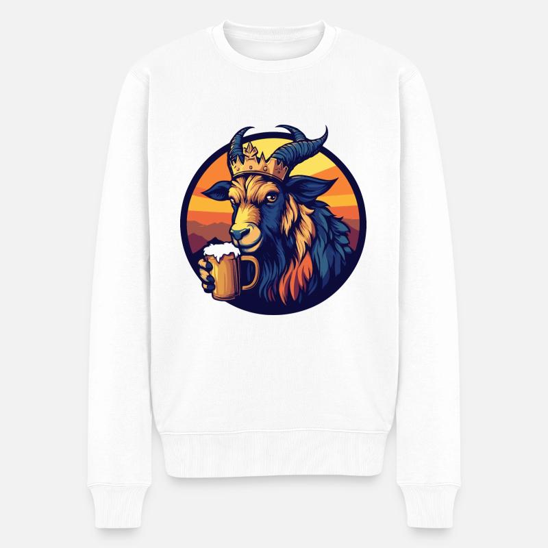 Bergziege Bier Comic - Männer Premium Bio Pullover - Weiß