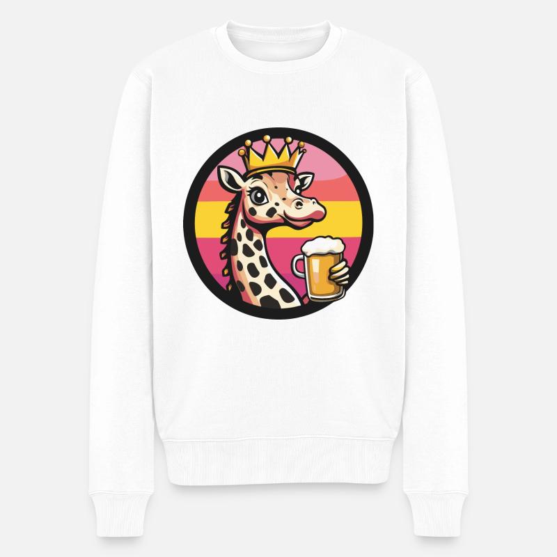Giraffe Bier Comic - Männer Premium Bio Pullover - Weiß