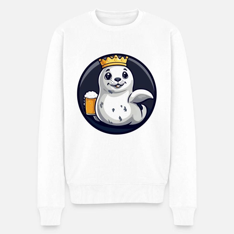 Seal Animal Bière Bande dessinée - Pull Premium bio Homme - blanc
