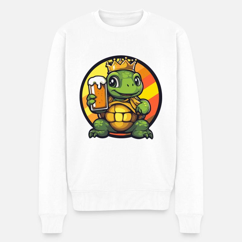 Schildkröte Bier Comic - Männer Premium Bio Pullover - Weiß