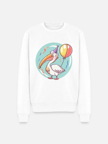 Pelican Bird Birthday Comic - Men's Premium Organic Jumper - white