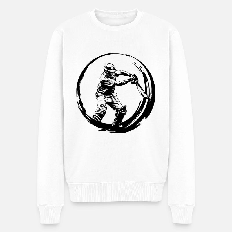 Cricket Silhouette - Männer Premium Bio Pullover - Weiß