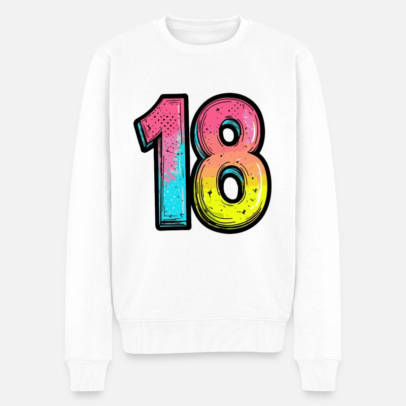18 Zahl symbol - Männer Premium Bio Pullover - Weiß