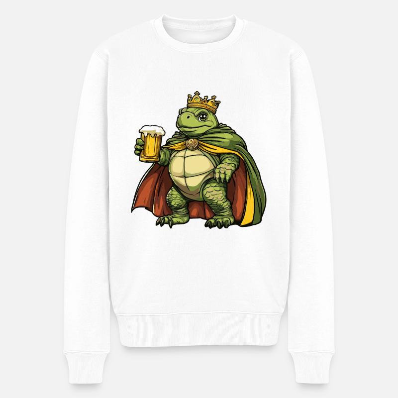 Schildkröte Bier Lustig - Männer Premium Bio Pullover - Weiß