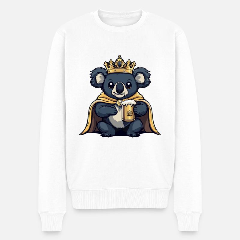 Koala Bier Lustig - Männer Premium Bio Pullover - Weiß