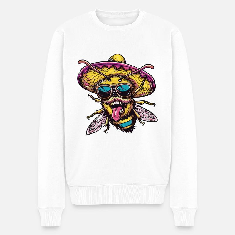 Biene Lustig Sombrero - Männer Premium Bio Pullover - Weiß