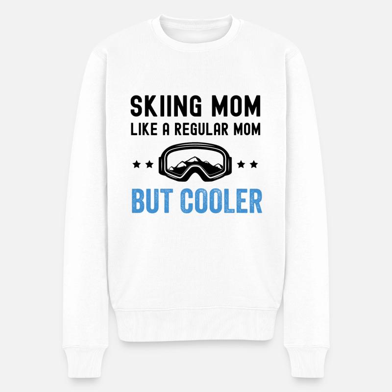 Skiing Mom Ski Skifahren Funny Lustig Mama Mutter - Männer Premium Bio Pullover - Weiß