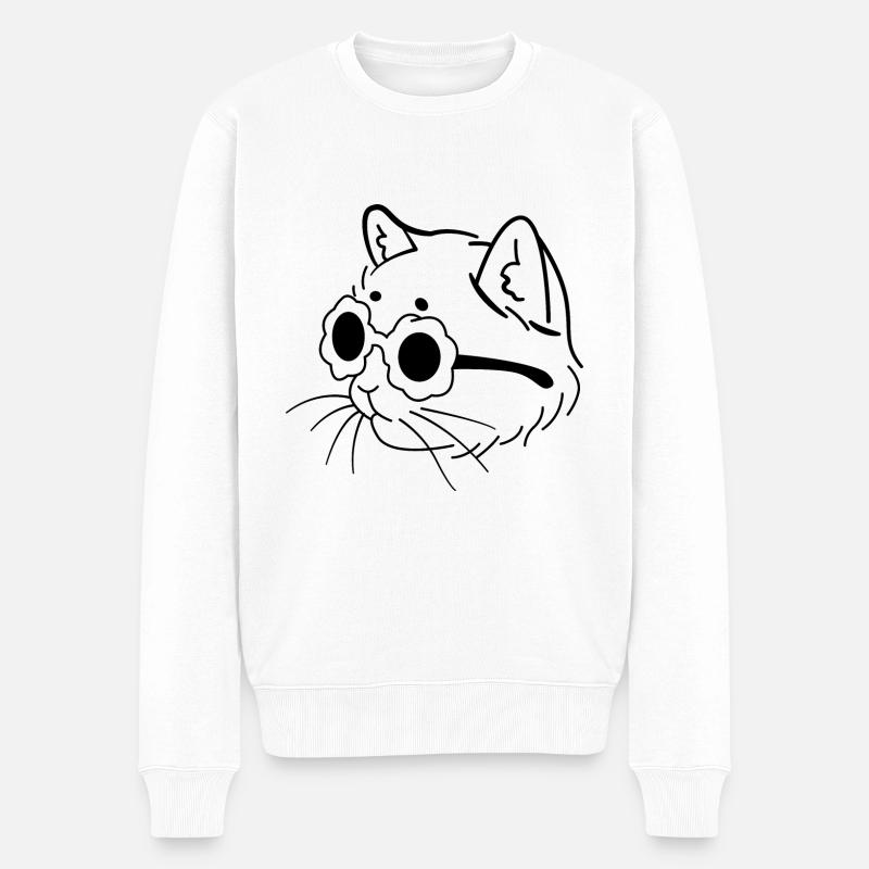 Katze - Männer Premium Bio Pullover - Weiß