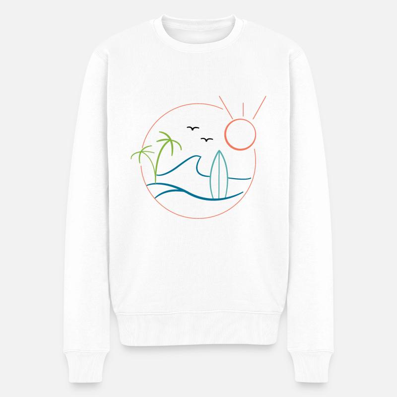 Surfen - Männer Premium Bio Pullover - Weiß