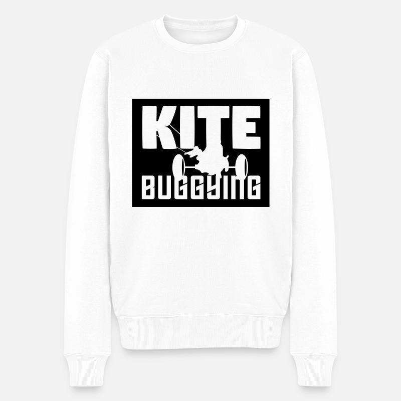 Kite buggying - Männer Premium Bio Pullover - Weiß