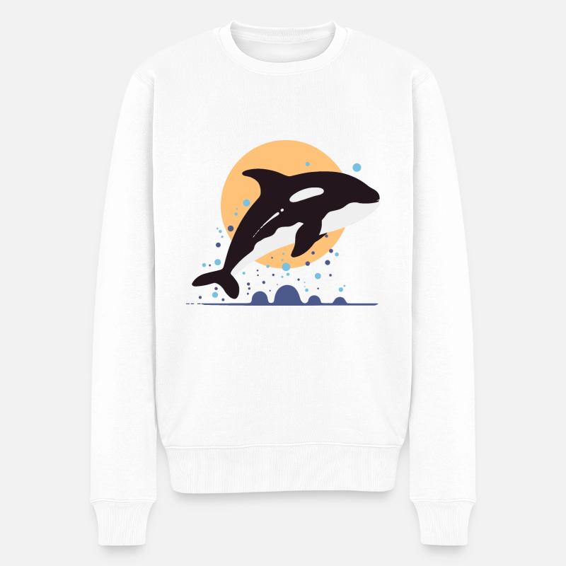 Elegante Ozeanriese Wal Orca - Männer Premium Bio Pullover - Weiß