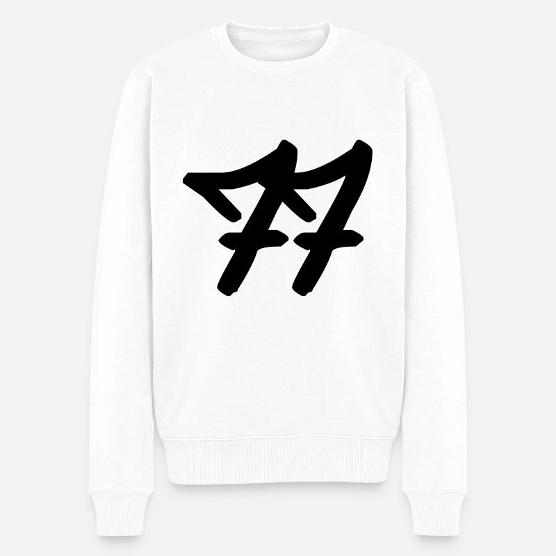 Nummer 77 - Männer Premium Bio Pullover - Weiß
