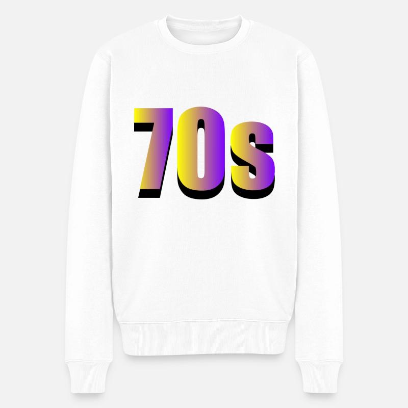 70s gelb lila - Männer Premium Bio Pullover - Weiß