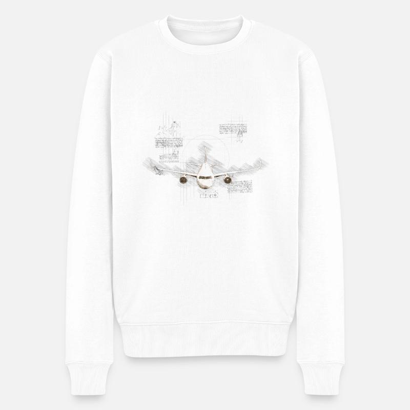L'avion de Léonard de Vinci - Pull Premium bio Homme - blanc