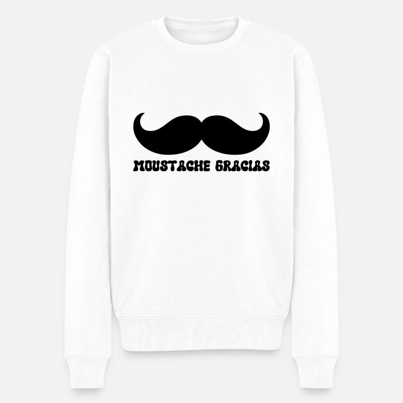 Gracias Schnurrbart - Männer Premium Bio Pullover - Weiß