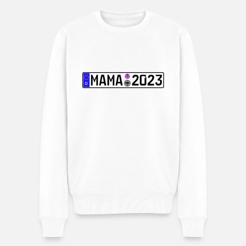 Mama 2023 Mutter werden Nummernschild - Männer Premium Bio Pullover - Weiß