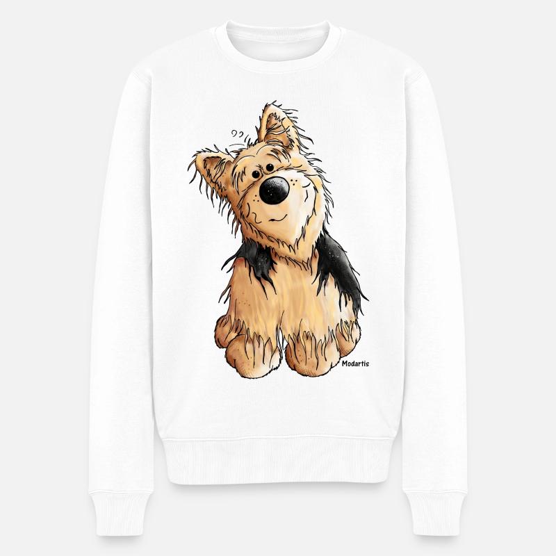 Yorkshire Terrier - Hund - Männer Premium Bio Pullover - Weiß