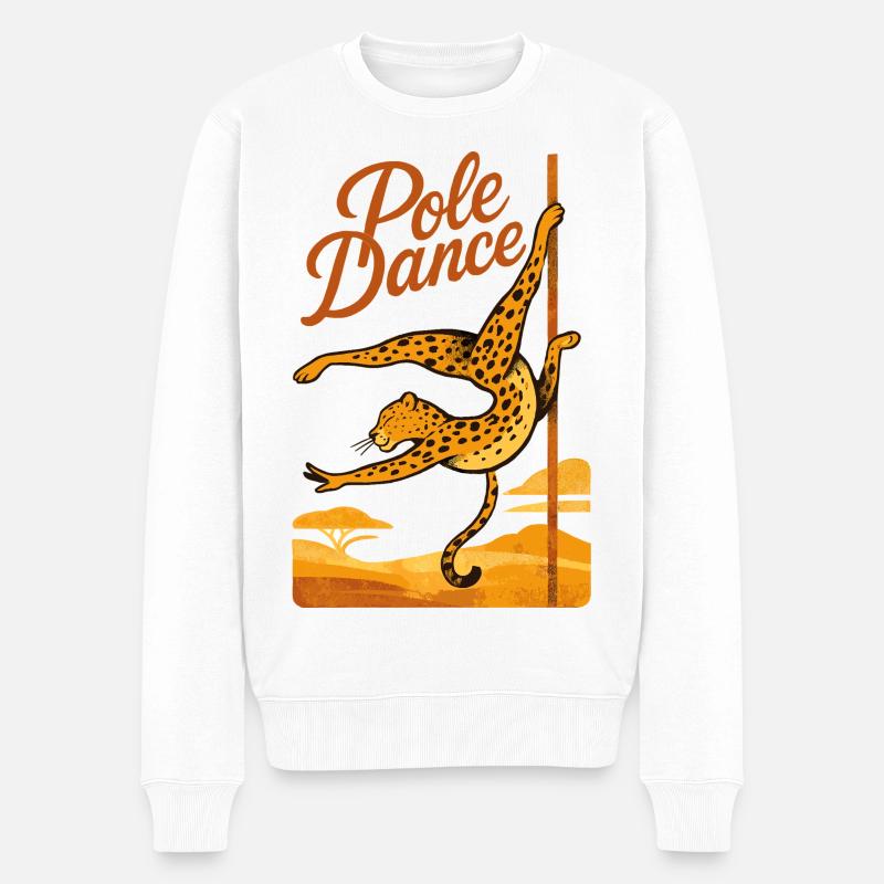 Pole Dance Leopardin Poledancerin Geschenk - Männer Premium Bio Pullover - Weiß