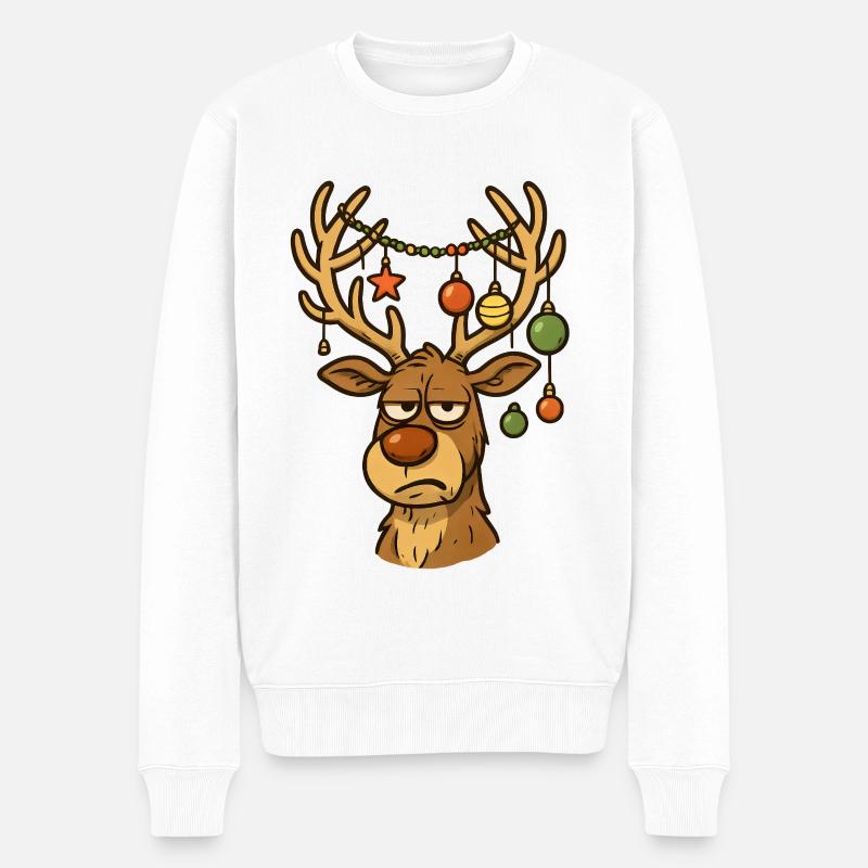 Weihnachts Hirsch mit Ornamenten - Männer Premium Bio Pullover - Weiß