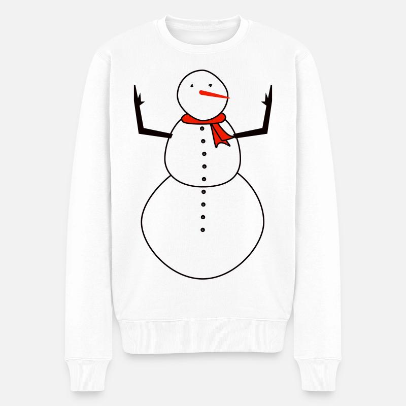 Schneemann mit rotem Schal - Männer Premium Bio Pullover - Weiß