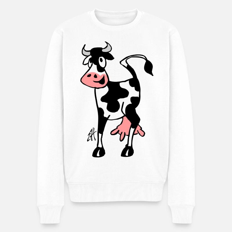 Kuh - Männer Premium Bio Pullover - Weiß