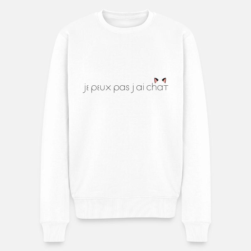 je peux pas j ai CHAT - Pull Premium bio Homme - blanc