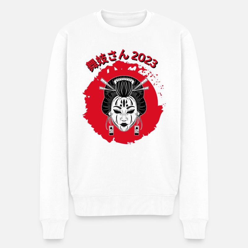 Geisha en colère - Pull Premium bio Homme - blanc