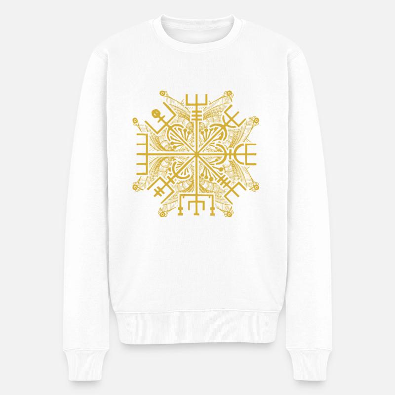 Wegweiser RUNEN viking CELTIC - VEGVISIR - Männer Premium Bio Pullover - Weiß