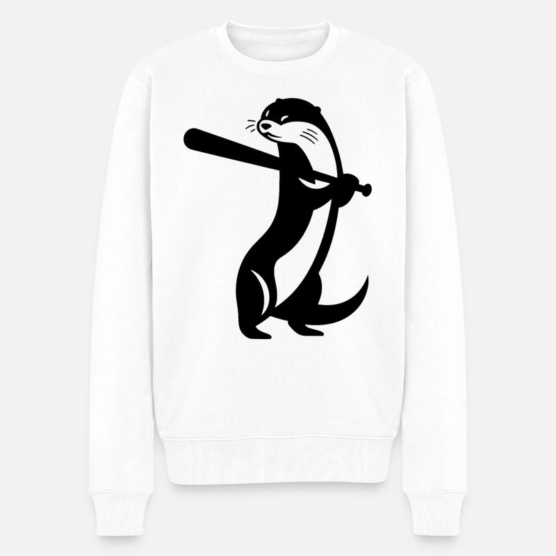 Otter Baseball Silhouette - Männer Premium Bio Pullover - Weiß