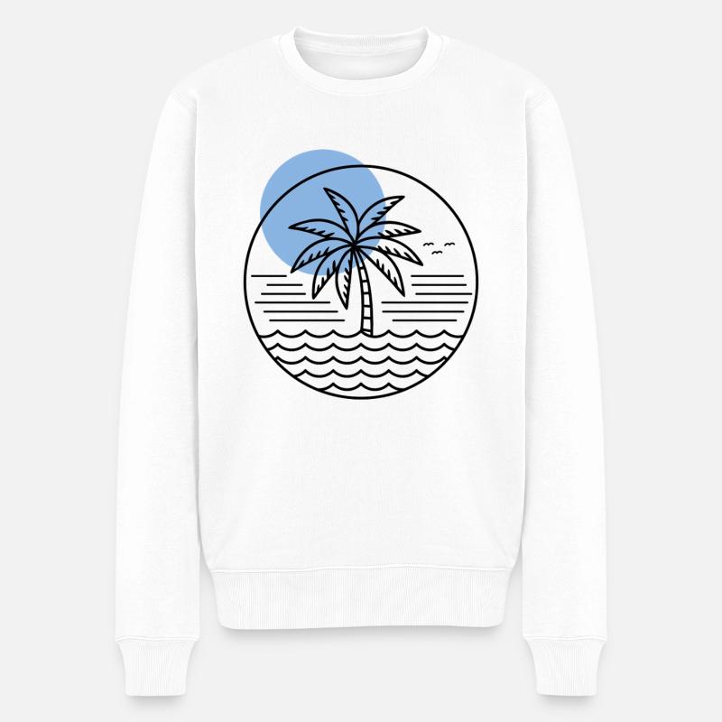 Palm Tree Circle - Men's Premium Organic Jumper - white