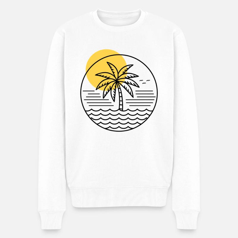 Palmen-Kreis - Männer Premium Bio Pullover - Weiß