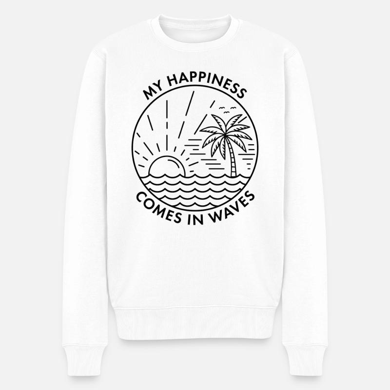 Mon bonheur vient par vagues - Pull Premium bio Homme - blanc