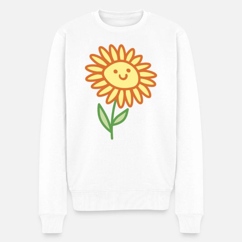 Sonnenblume - Männer Premium Bio Pullover - Weiß