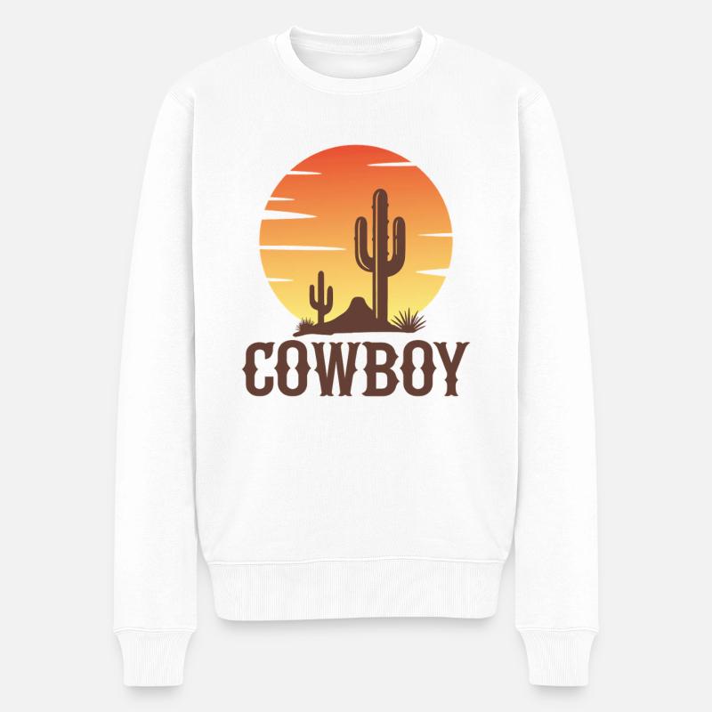 Cowboy - Männer Premium Bio Pullover - Weiß